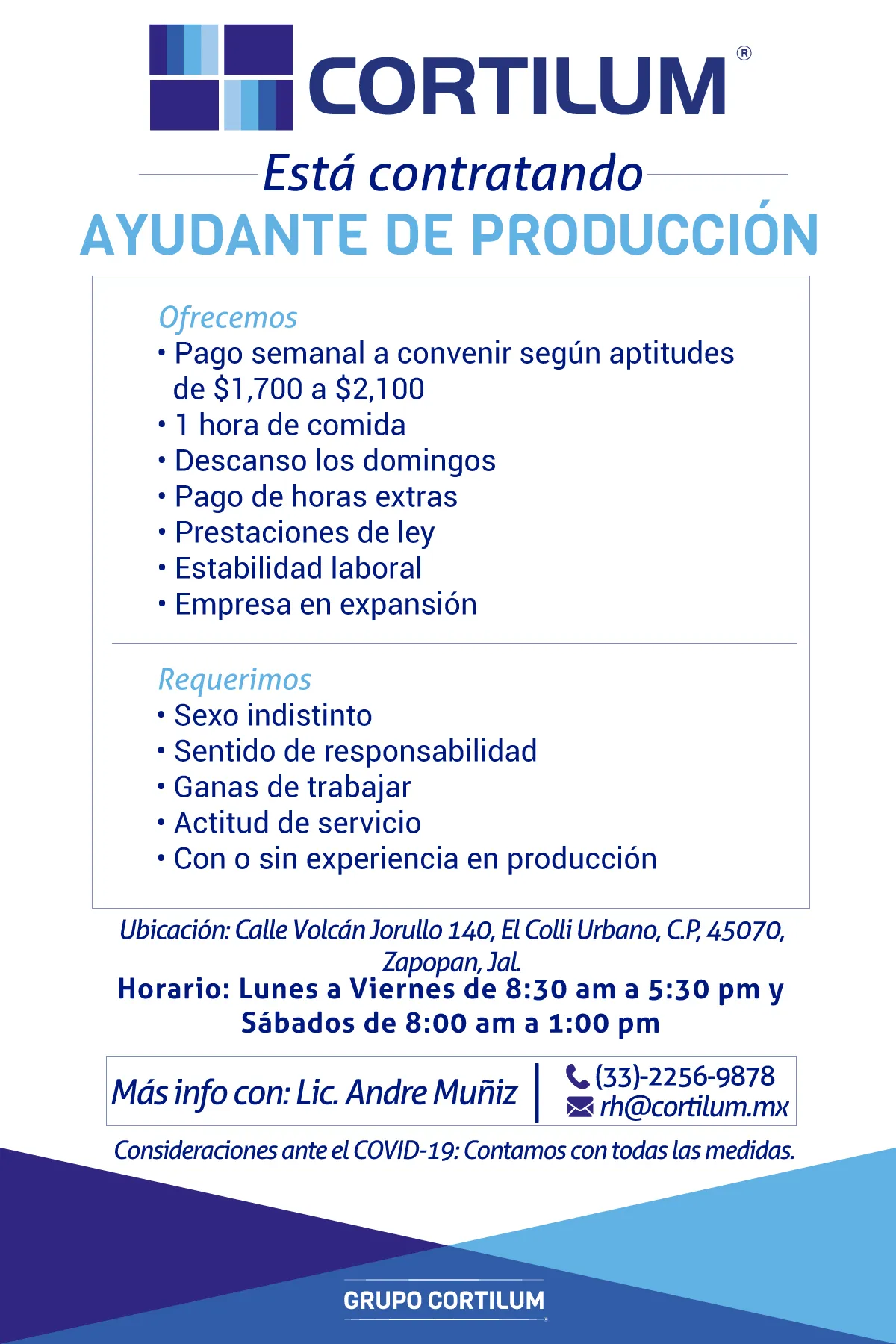 vacante ayudante produccion